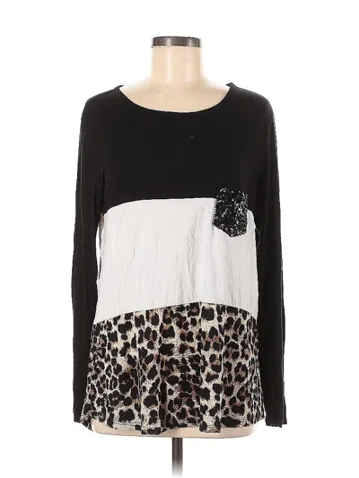 Pre-owned Heimish Usa Long Sleeve Top Black Square Neckline Tops