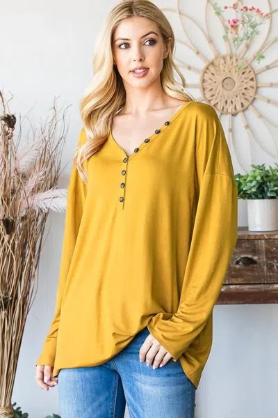 Heimish Usa Long Sleeve Top - Plus In Mustard In Yellow