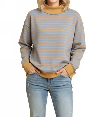 Heimish Usa Malone's Striped Top In Chambray/taupe In Multi
