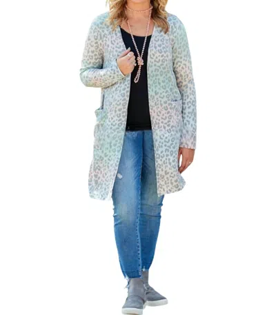 Heimish Usa Mint Animal Print Cardigan In Multi Color