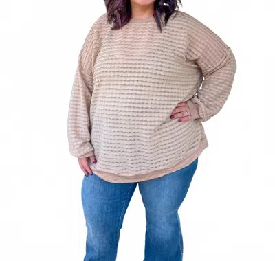 Heimish Usa Mira Textured Long Sleeve Top In Mocha In Multi