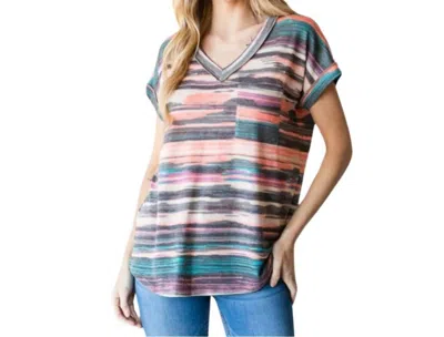 Heimish Usa Multicolored V Neck Top In Multi-colored