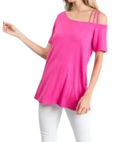 Heimish Usa Off Shoulder Top In Flaming Pink
