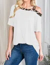 Heimish Usa One Shoulder Animal Print Tee Top In Ivory In Multi