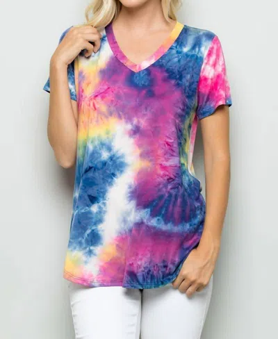 Heimish Usa Paradise Tie Dye Top In Hot Pink Multi