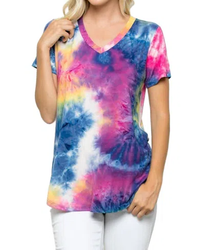 Heimish Usa Paradise Tie Dye Top In Hot Pink Multi