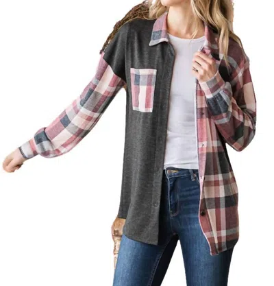 Heimish Usa Plaid Button Down Shirt In Charcoal/rose