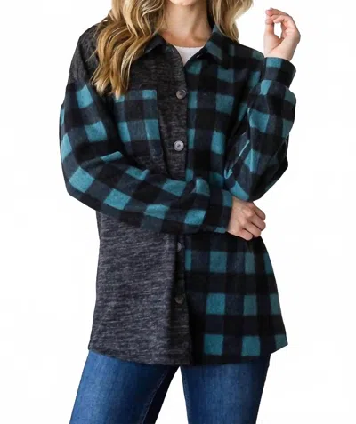 Heimish Usa Plaid Button Down Shirt In Charcoal/teal In Black