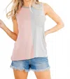 Heimish Usa Pocket Tank Top In Block In Pink