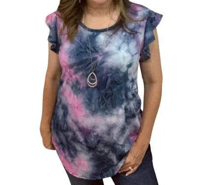 Heimish Usa Printed Ruffle Sleeve Top In Purple/multi
