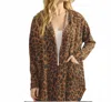 Heimish Usa Rib Hoodie Open Cardigan In Leopard In Animal Print