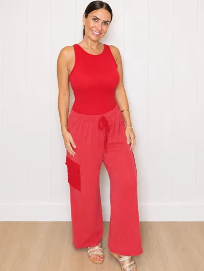 Heimish Usa Ribbed Cargo Bottoms In Red