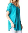 Heimish Usa Ribbed V-neck Top In Teal In Blue