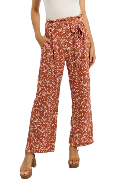 Heimish Usa Right Angle Full Size Geometric Printed Pants In Orange-red In Multi