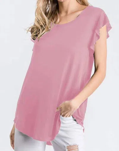 Heimish Usa Ruffle Sleeve Top In Mauve In Multi