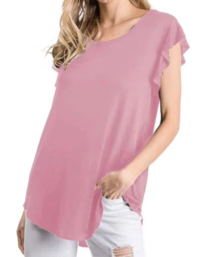 Heimish Usa Ruffle Sleeve Top In Mauve In Pink