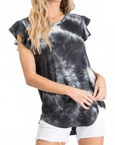 Heimish Usa Ruffle Tie Dye Top In Black/ivory