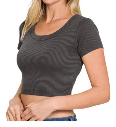 Heimish Usa Seamless Ribbed Crop Top In Ash Grey In Multi