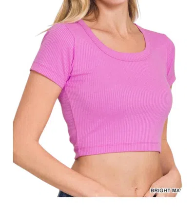 Heimish Usa Seamless Ribbed Crop Top In Bright Mauve In Multi