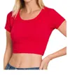 Heimish Usa Seamless Ribbed Crop Top In Ruby In Pink