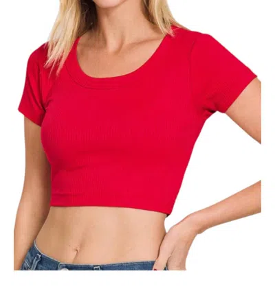 Heimish Usa Seamless Ribbed Crop Top In Ruby In Pink