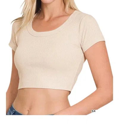 Heimish Usa Seamless Ribbed Crop Top In Sand Beige In Multi