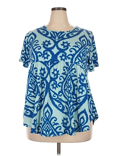 Pre-owned Heimish Usa Short Sleeve Blouse In Blue