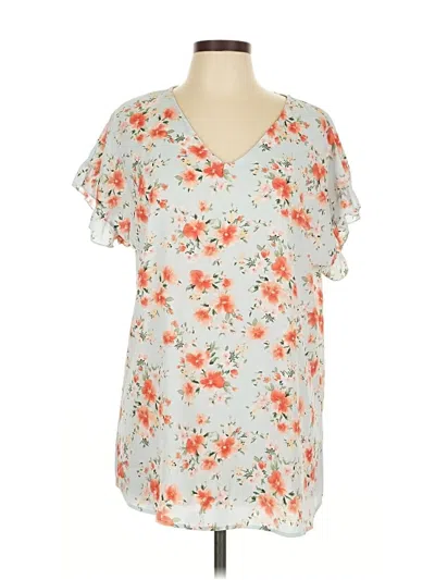 Pre-owned Heimish Usa Short Sleeve Blouse In Gray