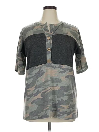 Pre-owned Heimish Usa Short Sleeve Henley Shirt In Gray