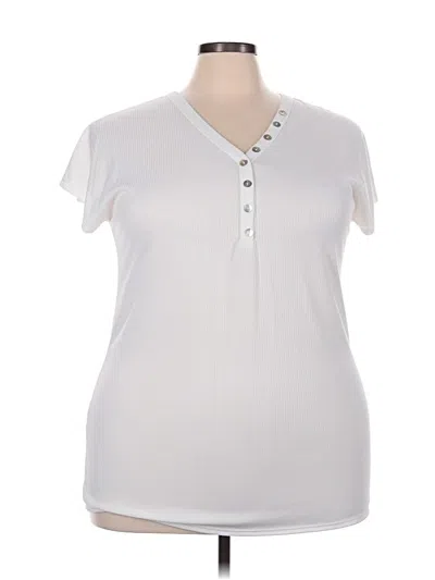 Pre-owned Heimish Usa Short Sleeve Henley Shirt In White