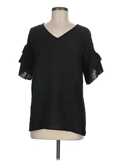 Pre-owned Heimish Usa Short Sleeve Top Black V-neck Tops