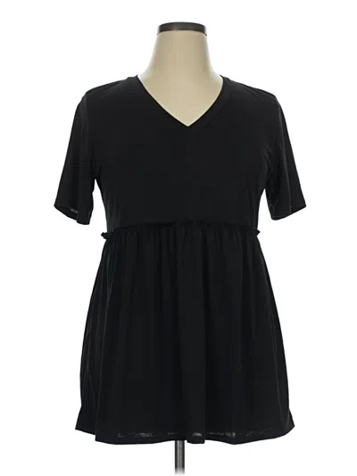 Pre-owned Heimish Usa Short Sleeve Top Black V-neck Tops