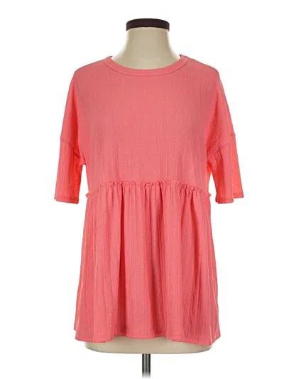 Pre-owned Heimish Usa Short Sleeve Top Pink Boatneck Tops
