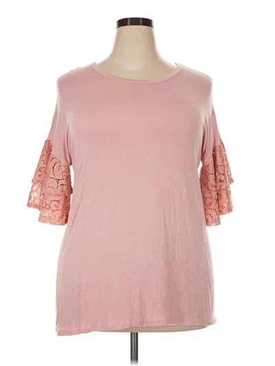 Pre-owned Heimish Usa Short Sleeve Top Pink Cold Shoulder Neckline Tops