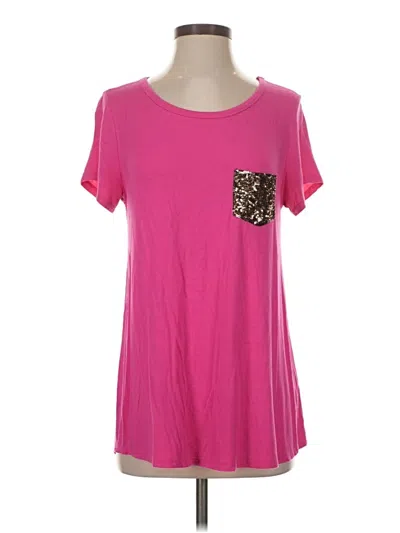 Pre-owned Heimish Usa Short Sleeve Top Pink Scoop Neck Tops