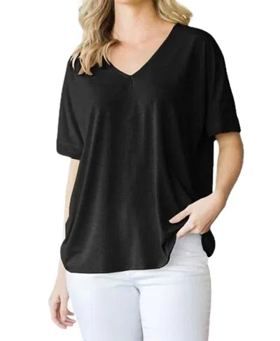 Heimish Usa Short Sleeve V Neck Tee In Black