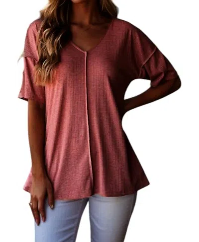 Heimish Usa Short Sleeve V-neck Top In Rust In Pink