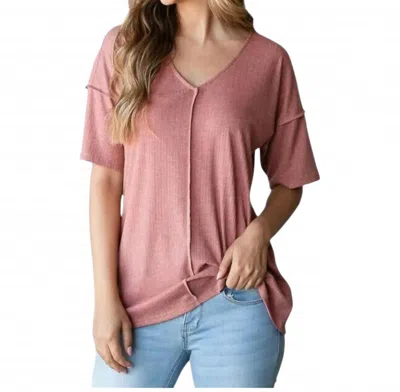 Heimish Usa Short Sleeve V-neck Top In Rust