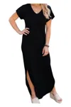 Heimish Usa Side Slit Maxi Dress In Black In Black