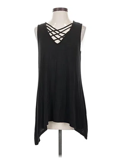Pre-owned Heimish Usa Sleeveless Top Black Plunge Neckline Tops