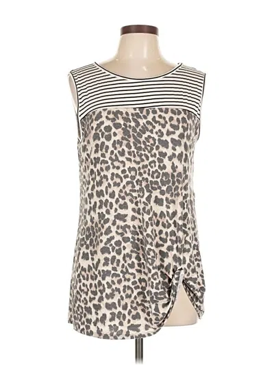 Pre-owned Heimish Usa Sleeveless Top Tan One Shoulder Neckline Tops In Brown