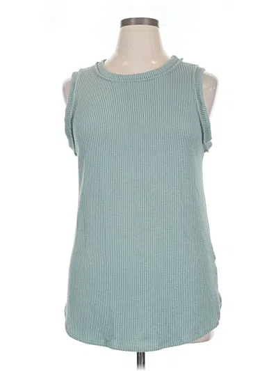 Pre-owned Heimish Usa Sleeveless Top Teal Cold Shoulder Neckline Tops