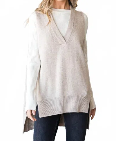 Heimish Usa Sleeveless V Neck Vest In Taupe In Neutral