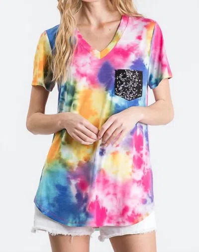 Heimish Usa Splatter Tie Dye Sequin Top In Yellow