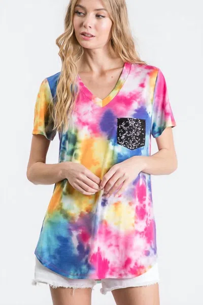 Heimish Usa Splatter Tie Dye Sequin Top In Yellow In Multi