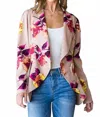Heimish Usa Stretchy Figure Flattering Blazer In Tan Floral In Purple