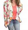 Heimish Usa Stretchy Figure Flattering Blazer In White Floral In White