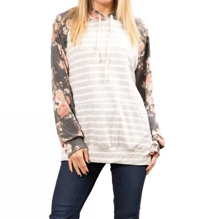 Heimish Usa Stripe Hoodie In Charcoal Floral Heather Grey In White