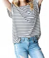 Heimish Usa Striped Cap Sleeve Top In Black In Black