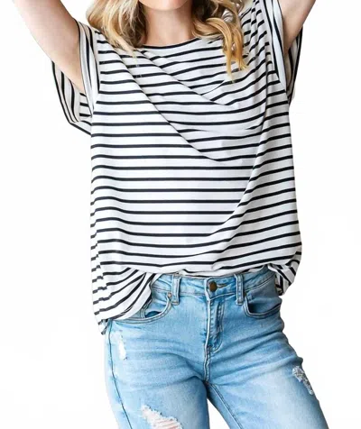 Heimish Usa Striped Cap Sleeve Top In Black In White